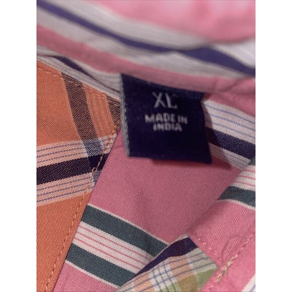 Robert Graham Green Blue Orange Cotton Plaid Button Up Shirt XL - Picture 8 of 10